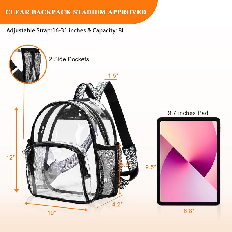 Lyingflat Store Clear Backpack for Stadium Events 12x12x6 Small Clear Backpack for Concert Sport Events Work Travel, Green Block - Image 4